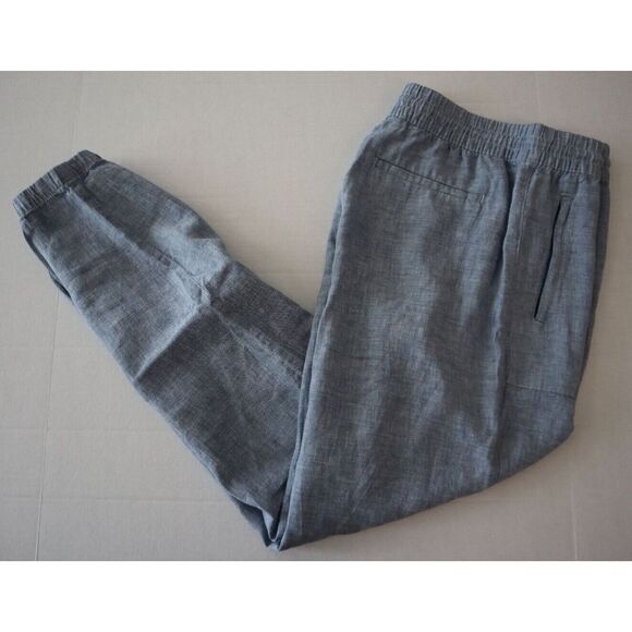 Athleta 531704002 Women's Sz 6-Tall Chambray Blue Retreat Linen Jogger Pants - Picture 3 of 9
